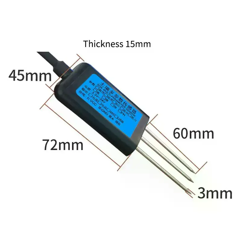 

Датчик влажности, температуры, pH и NPK для почвы (EC, 4-20 мА, 0-5 В, RS485 Modbus) – высокоточный сельскохозяйственный тестер почвы