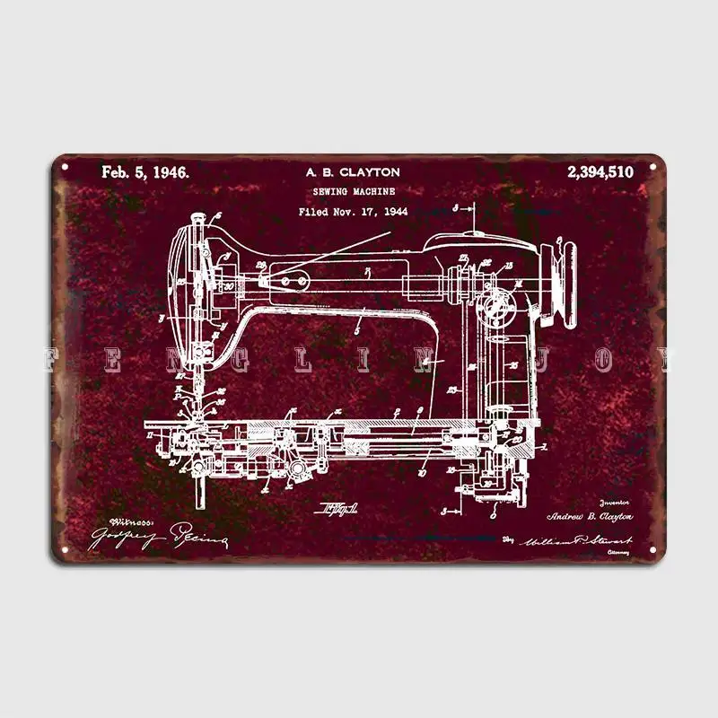 Ab Clayton Sewing Machine Poster Metal Plaque Poster Custom Cinema Wall Pub Tin Sign Posters