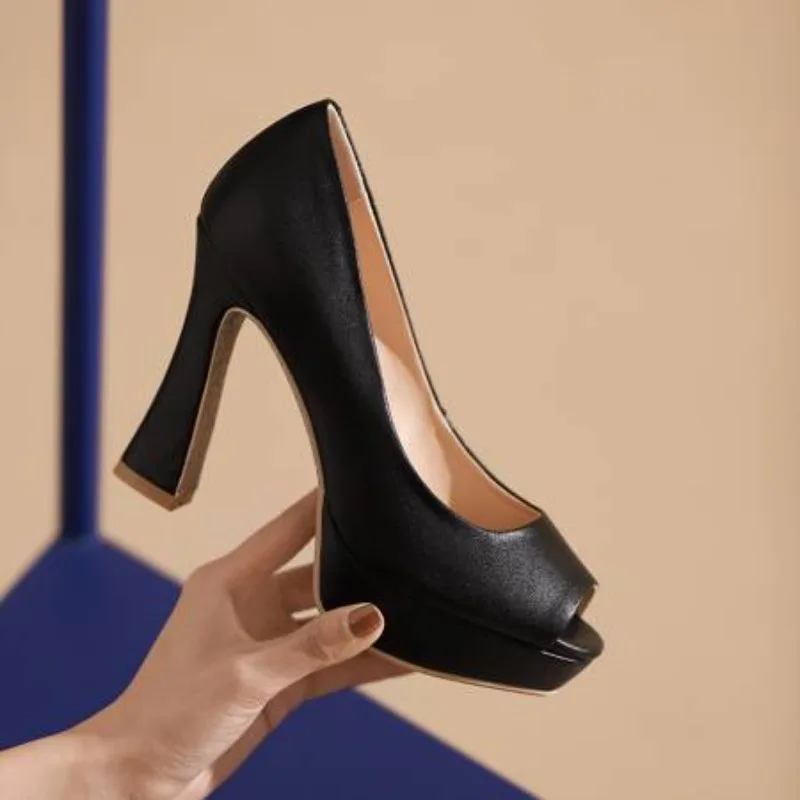 

Women 10 CM High Heels Party Platform Shoes Fish Mouth Pumps Woman Stilettos Female Peep Toe Dress Shoes Lady Sandalia Feminina
