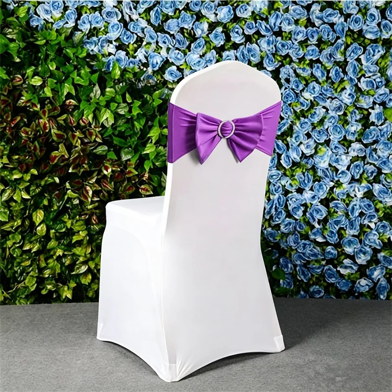 Spandex Chair Back Decorative Bow Sashes Lycra Band Spandex Chair Cover Sashes For Wedding Event Banquet Party Decoration