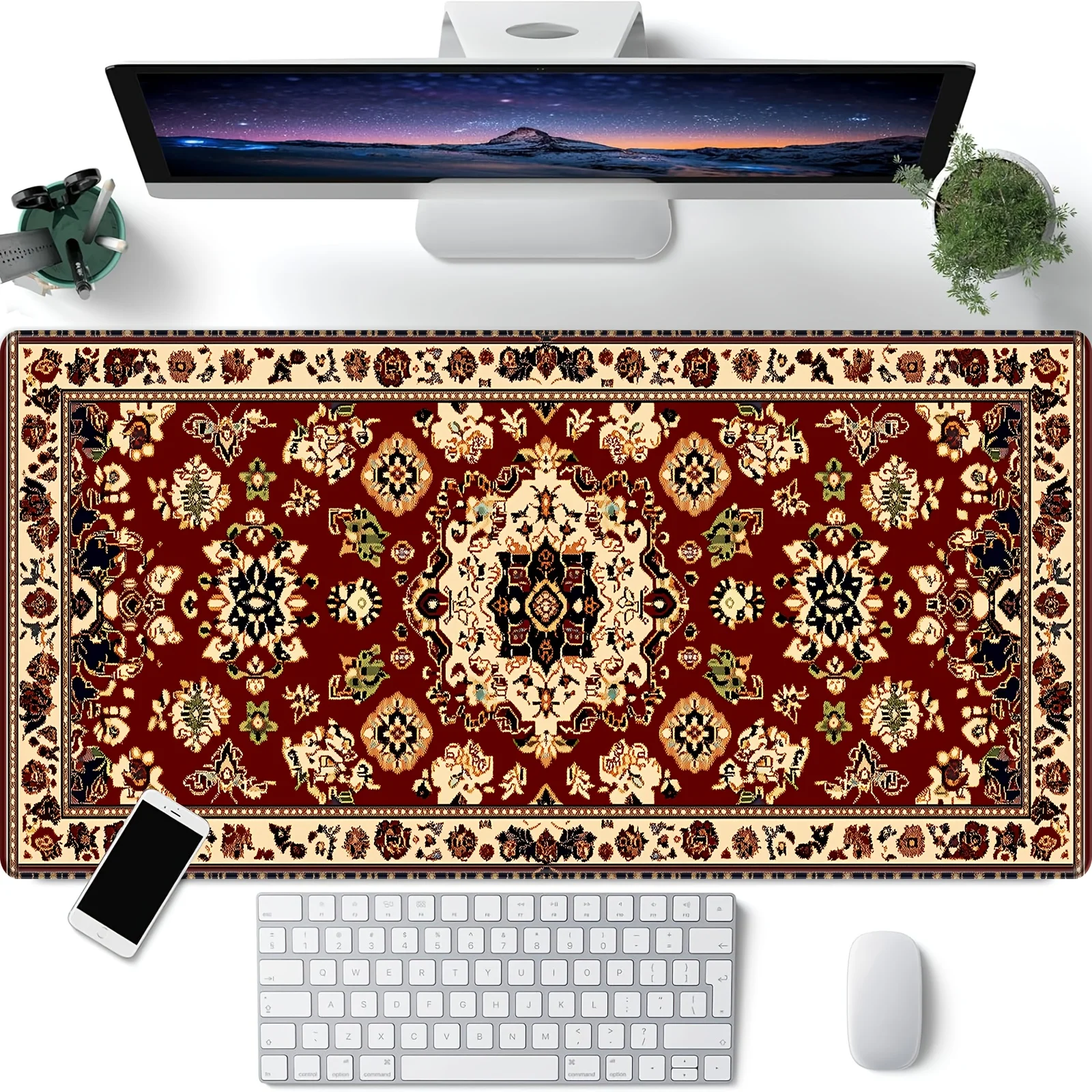 

Persian-style super mouse pad with Bohemian design and floral pattern anti-slip rubber base, suitable for office use