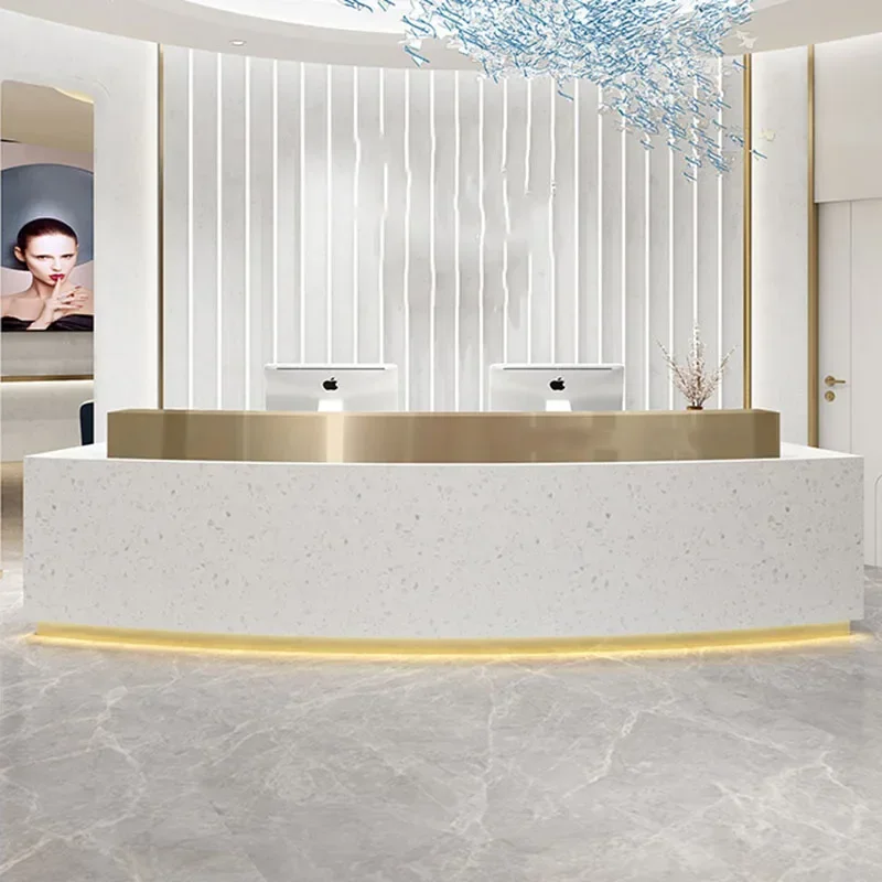 White Lectern Office Desk Salon Reception Pulpit Luxurious Small Receptionist Desk Bar Pulpitos Kassentisch Shop Furniture