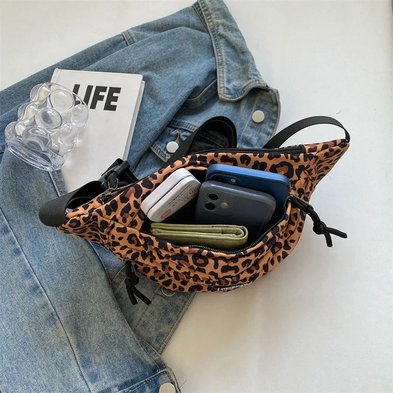 Vintage Leopard Printed Fanny Packs For Women Fashion Zebra Stripe Waist Bag Portable Female Waist Pack Lady Crossbody Chest Bag