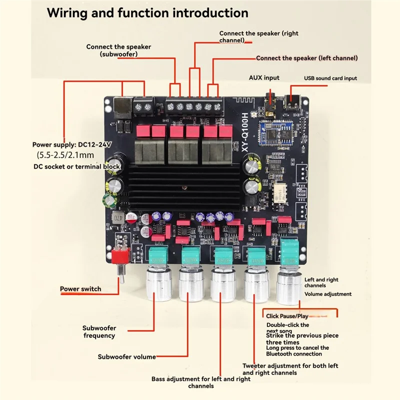 【FAST-SALE】Q100H High-Power Bluetooth Digital Sound Amplifier Board 2.1 Channel Subwoofer 50Wx2+ 100W TPA3116 Power Amplifier Sp