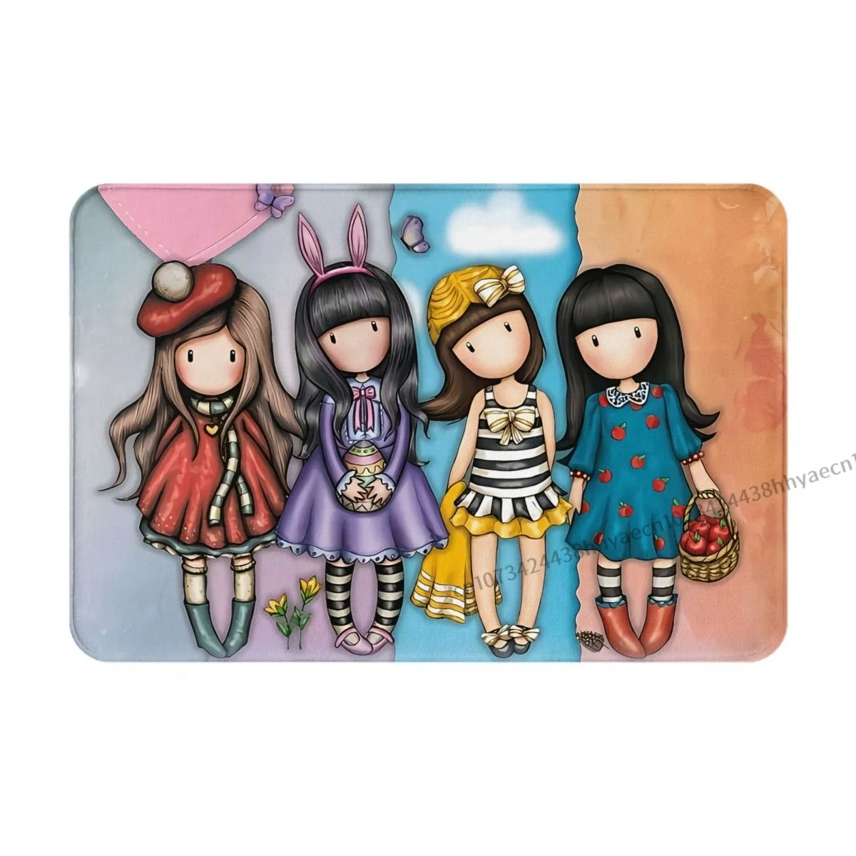 Santoro Gorjuss Manga Cute Girl Bath Mat Dolls Style Doormat Flannel Carpet Balcony Rug Home Decoration