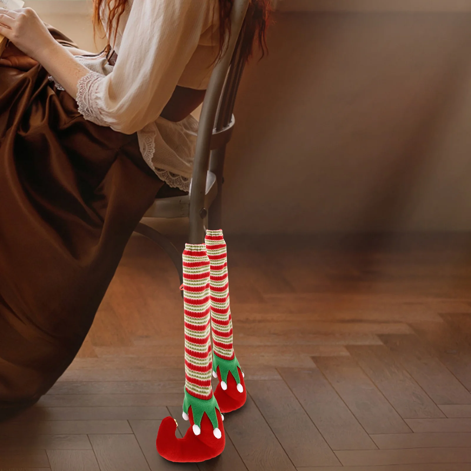 

4Pcs Christmas Chair Covers Adorable Cartoon Design Fabric Leg Socks for Table Chairs Non Slip Holiday Decor Festive Table Socks