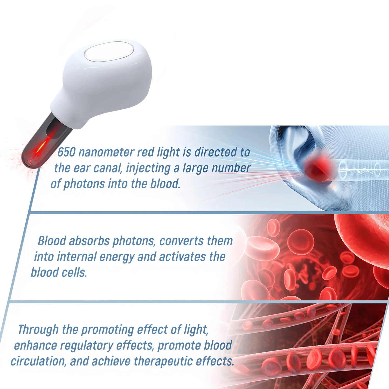 سدادة الأذن التهاب الأذن الوسائط الأذن الليزر 650NM العلاج بالضوء الأحمر التشعيع الأنف/قناة الأذن الليزر طنين الأذن الصمم العلاج الطبيعي متر #4