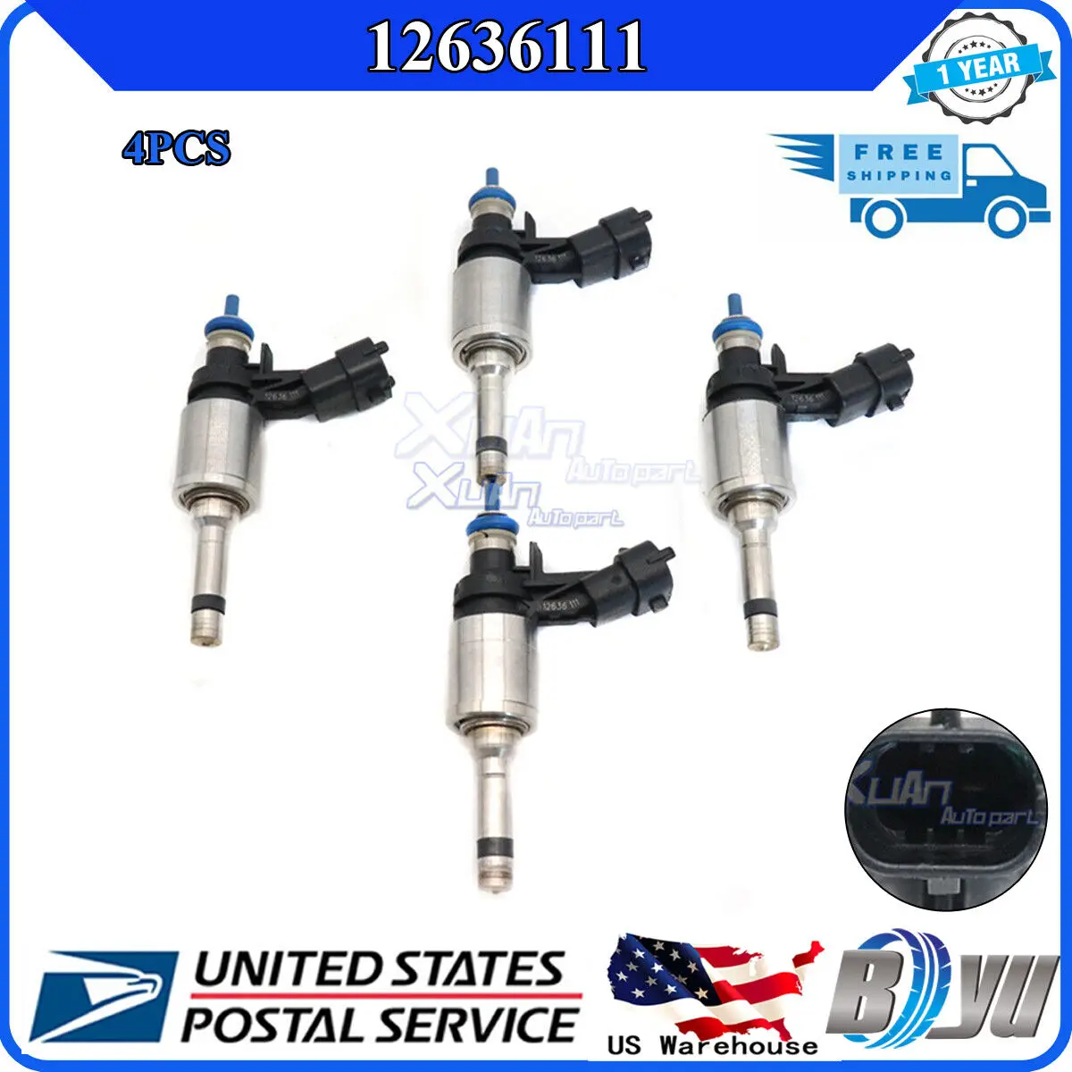 XUAN 4pcs Fuel Injectors Nozzle 12636111 for Buick Verano Regal Chevrolet Cobalt HHR Saturn Sky 2.0L 2010-2016 0261500333