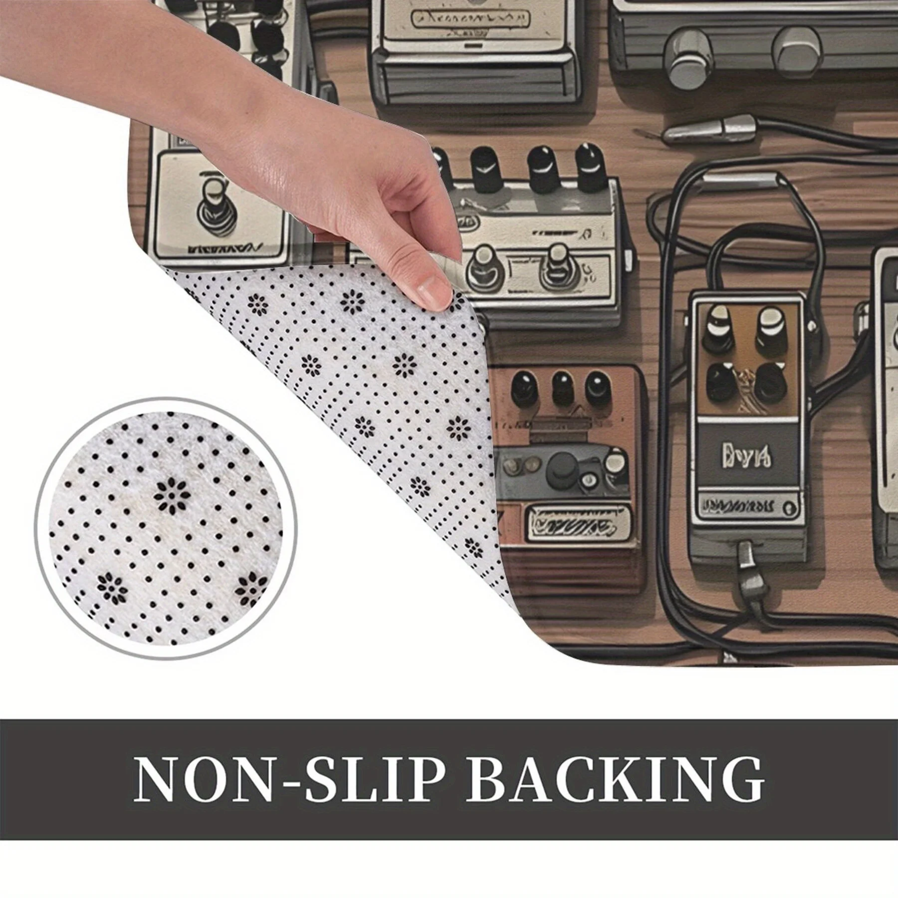 Guitar Effect Pedal Board Doormat Music Studio Decor Non-Slip Washable Indoor Floor Rug for Kitchen Entryway Balcony Carpet