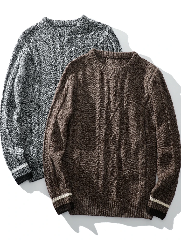 

Thiened Hand-Knitted Men's Sweater Casual Sle Floral Pattern Winter Leisure Knitted irt by MenuiCard Brand round Ne...