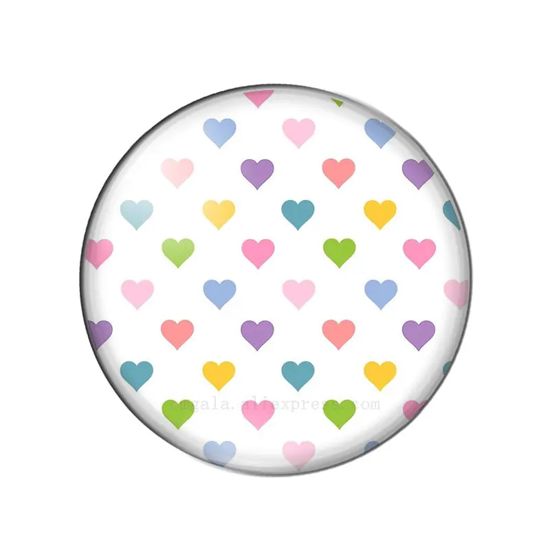 Colorful Love Heart Patterns 10pcs 12mm/14/16/18mm/20mm/25mm Round photo glass cabochon demo flat back Making findings