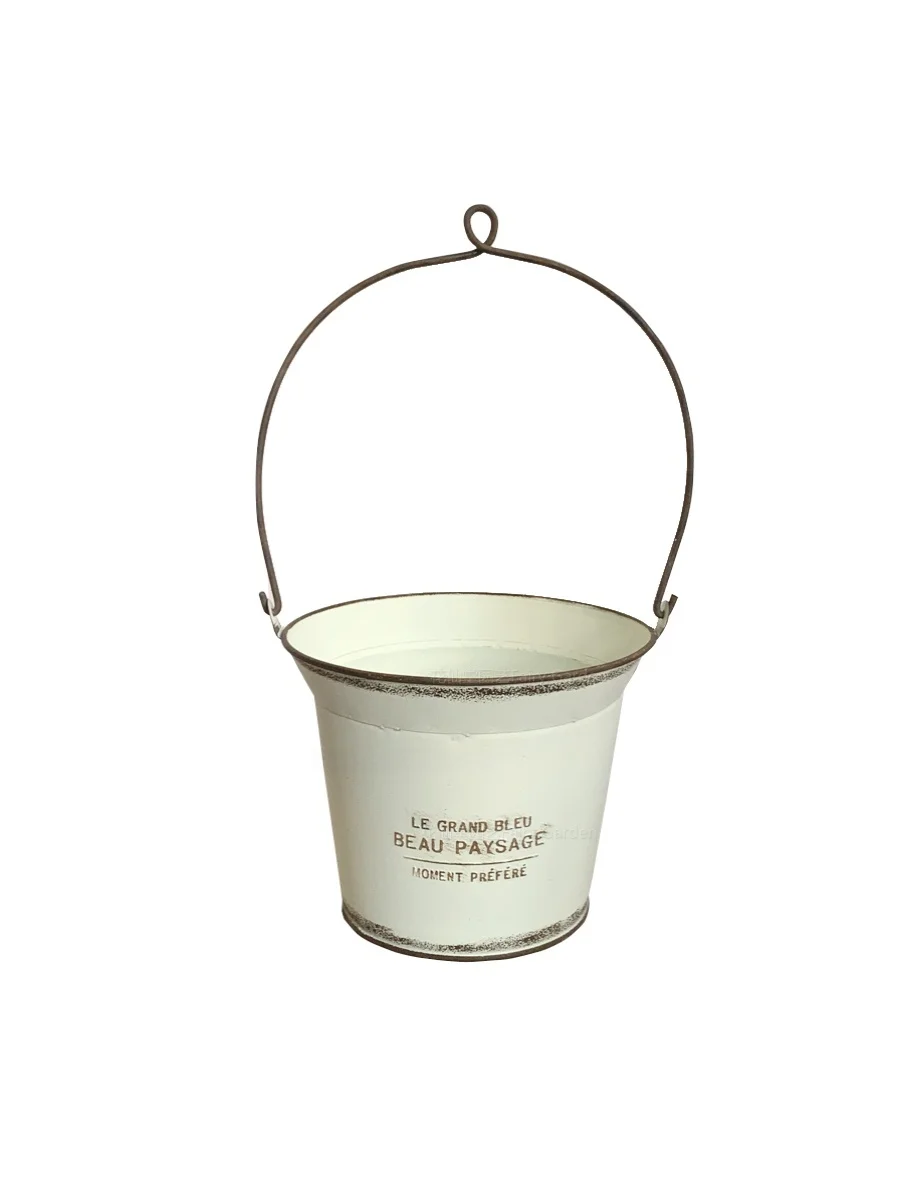 

Винтажное кованое железное кашпо в деревенском стиле для балкона, с широким горлом, подвесное и переносное, для цветов и мелочей