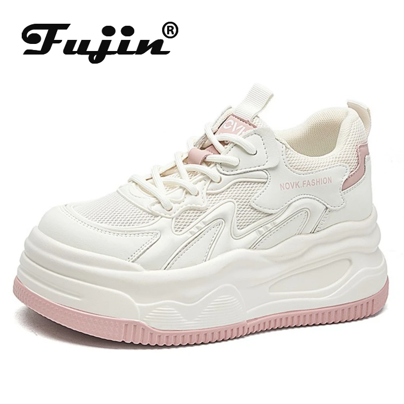 

Fujin 8,5 см, женские сандалии на танкетке из натуральной кожи с воздушной сеткой, брендовые женские сандалии на плоской подошве, массивные кроссовки, вулканизированная обувь на полой подошве