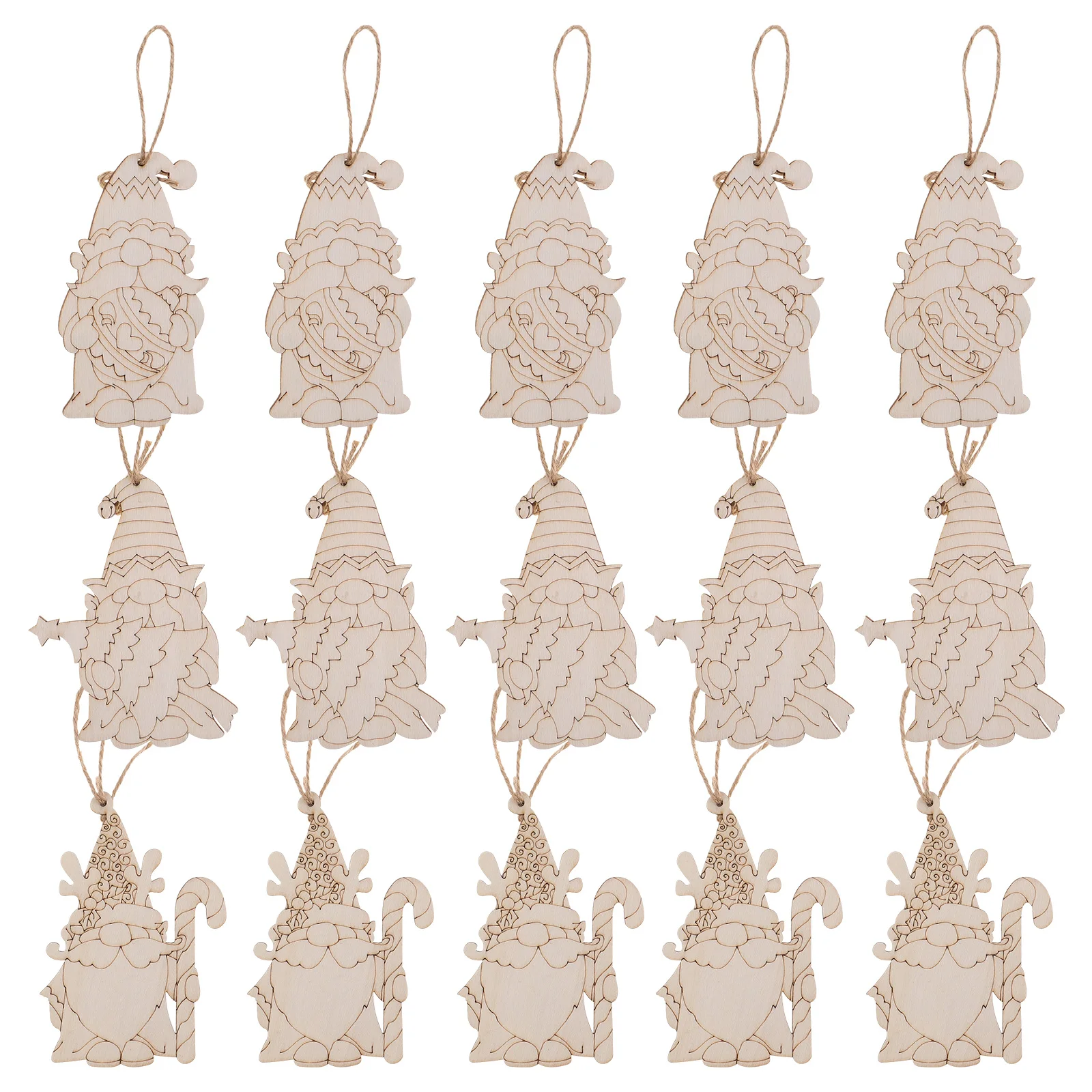 

30pcs Christmas Hanging Ornaments Blank Wooden Gnome Cutouts Diy Crafts Unfinished Gnome Decorations For Family Painting