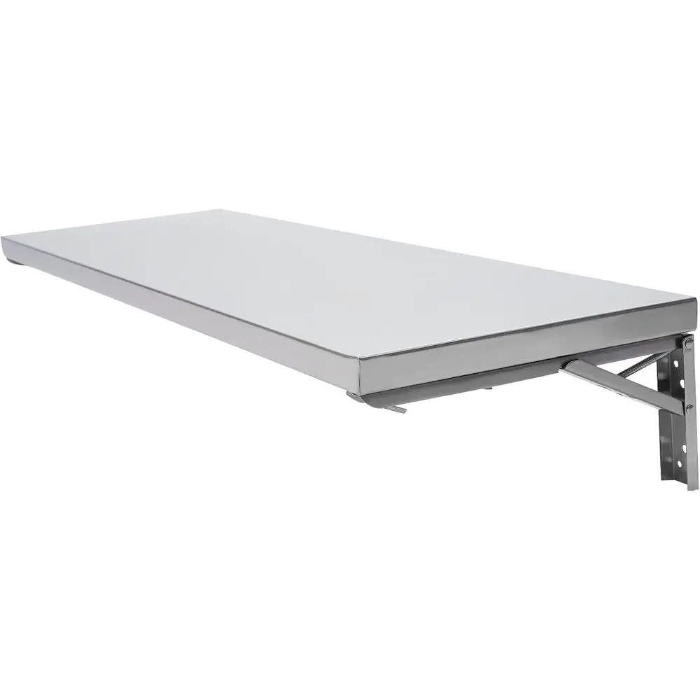 35.43x12in Wall-Mounted olding Table, 304 StainlSteel Silver oldable Concion Shel 110LBS Load, or Indoor Outdoor Kitchens ood Ca
