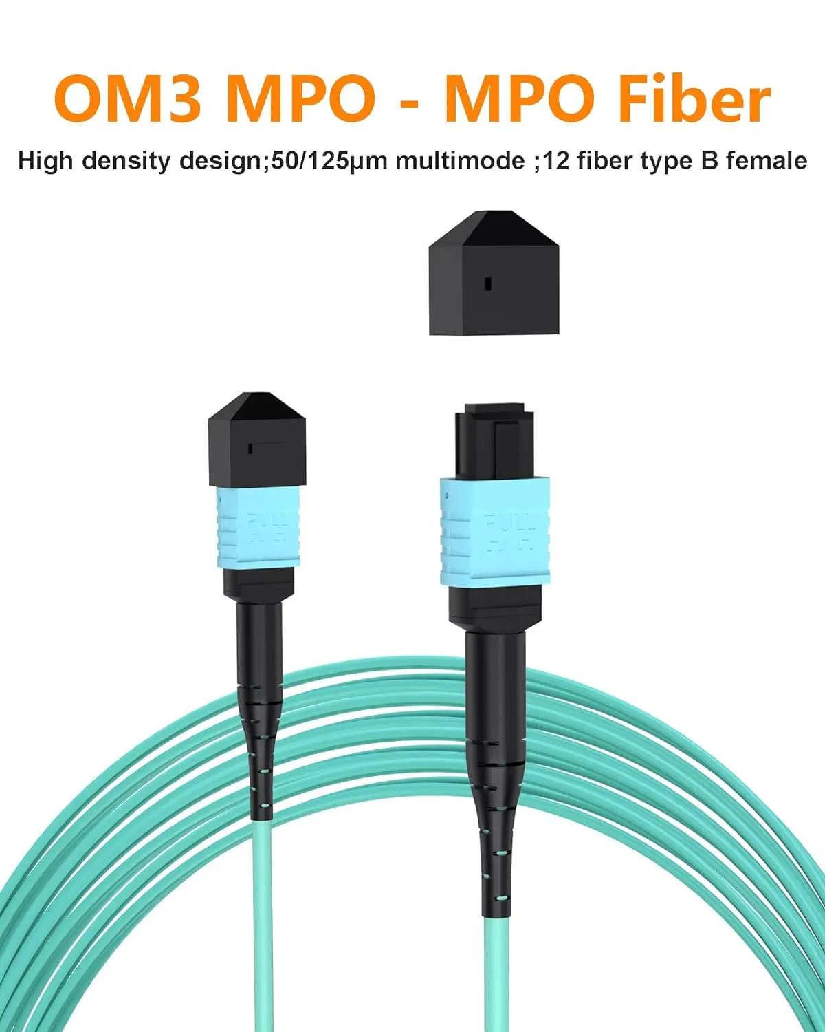 VANDESAIL MPO to MPO OM3 fibra optica, OM3 Multimode MPO Trunk Cable 12 Strand for QSFP+Transceivers MTP Compatible Application