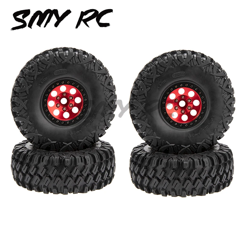 

4PCS 1.9 inches Aluminum Alloy Wheels & Rubber Tires Kit for 1/10 RC Rock Crawler TRX4 Axial SCX10 90046 D90 Voodoo KLR