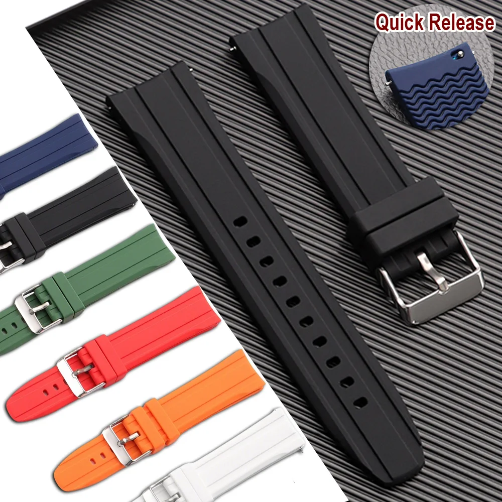 

Silicone Watch Band 20mm 22mm Sport Watrproof Rubber Strap for Rolex for Seiko Quick Release Watch Replacement Watchband