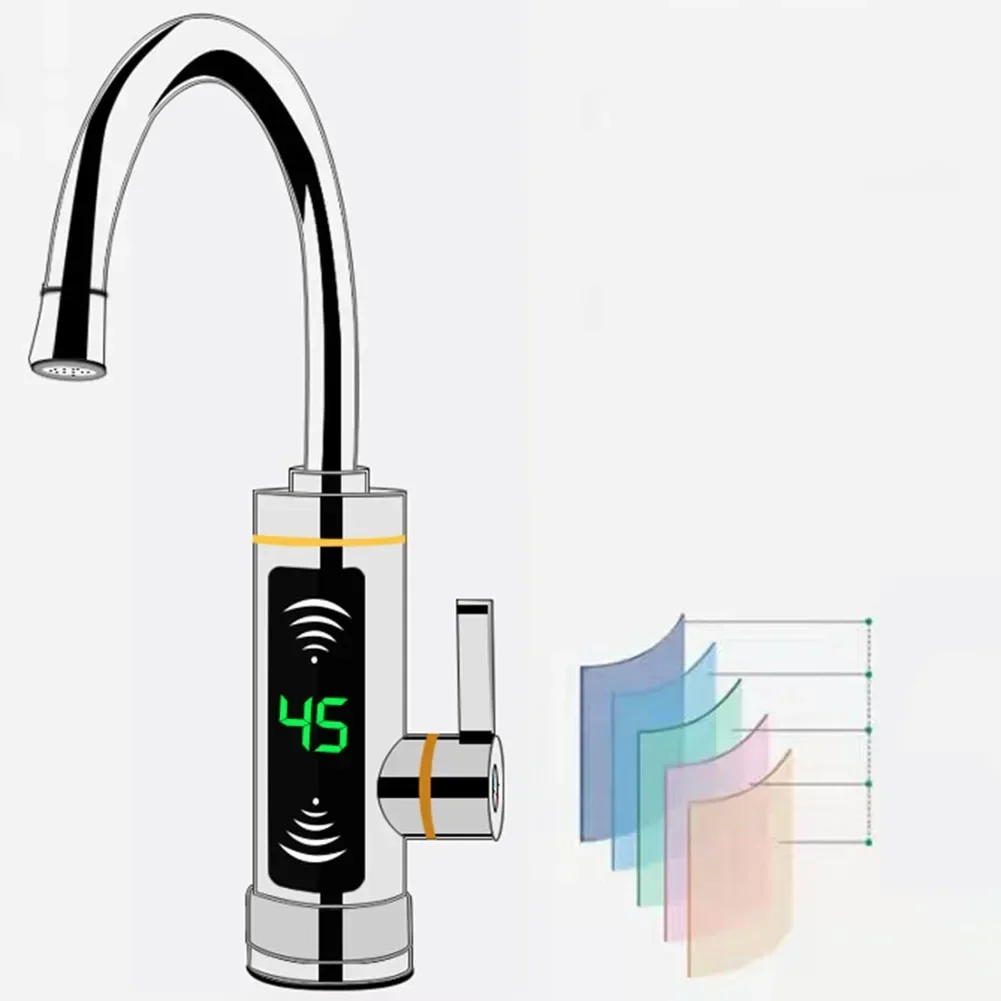 

Heater Faucet Hot Water Silver Stainless Steel 220V° Rotate Bathroom Instant Electric Heating Tap Brand New