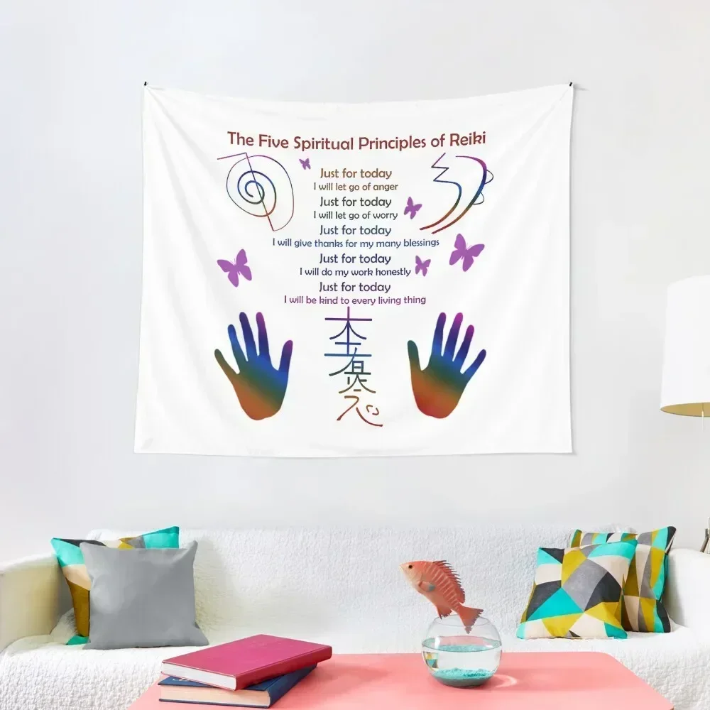 The 5 Principles of Reiki Tapestry Kawaii Room Decor Room Decorations Aesthetic Tapestry