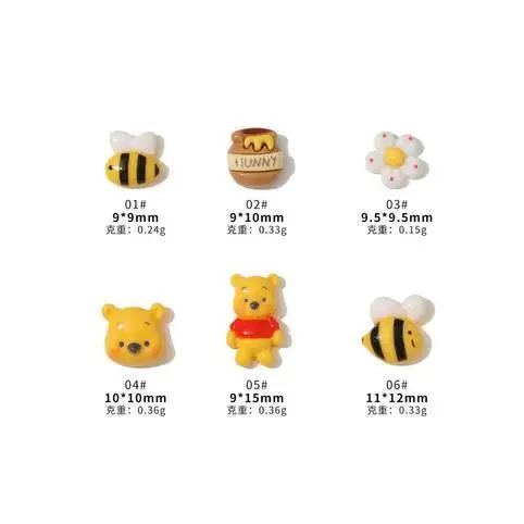 Winnie the Pooh Nail Accessories Cute mini Wearable Nails DIY Phone Case Fridge Magnets Hairpin Accessories cartoon Fun Gifts