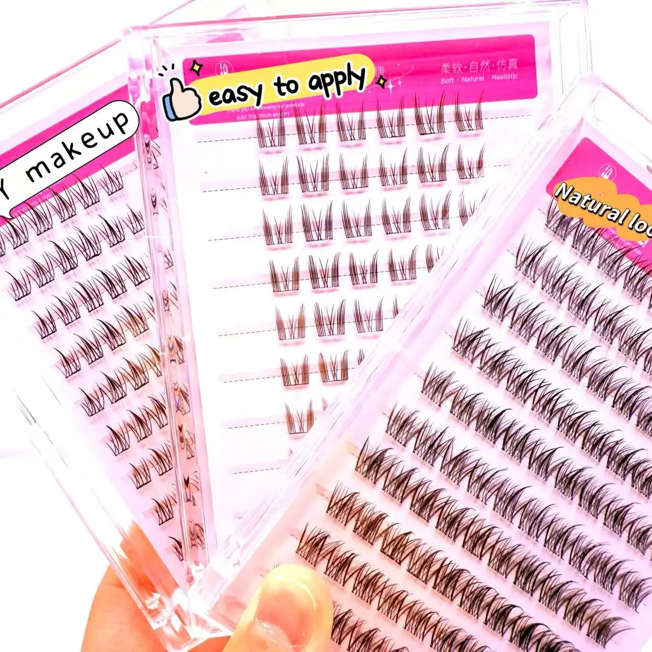 Einfach anzubringende 10-reihige selbstklebende falsche Wimpern für natürliche tägliche Glamour