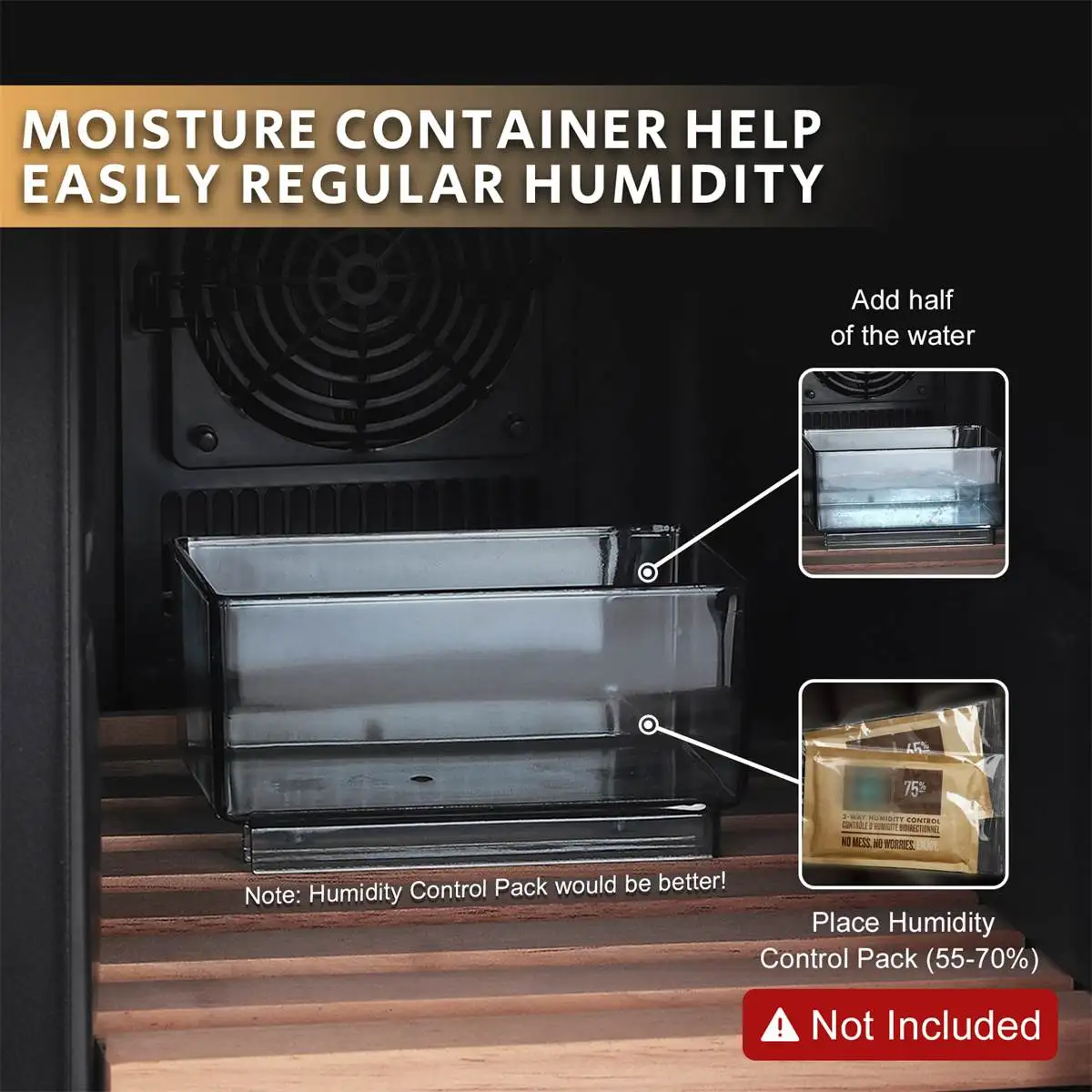 NEEDONE Humidor 16L con sistema di controllo della temperatura di raffreddamento e riscaldamento dispositivo di raffreddamento elettrico per 100 conteggi con igrometro digitale