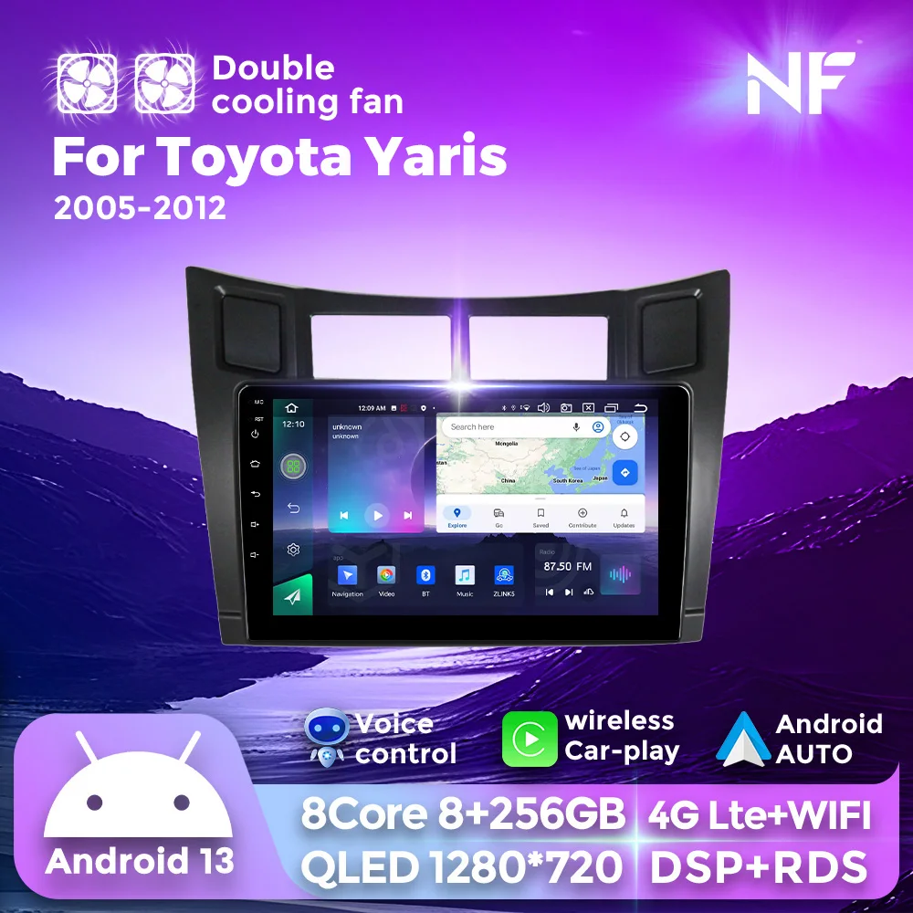 

Автомобильный радиоприемник Android 13 QLED экран 8 + 256G для Toyota Yaris 2005-2012 Авторадио мультимедийный плеер GPS навигатор для Carplay Android авто