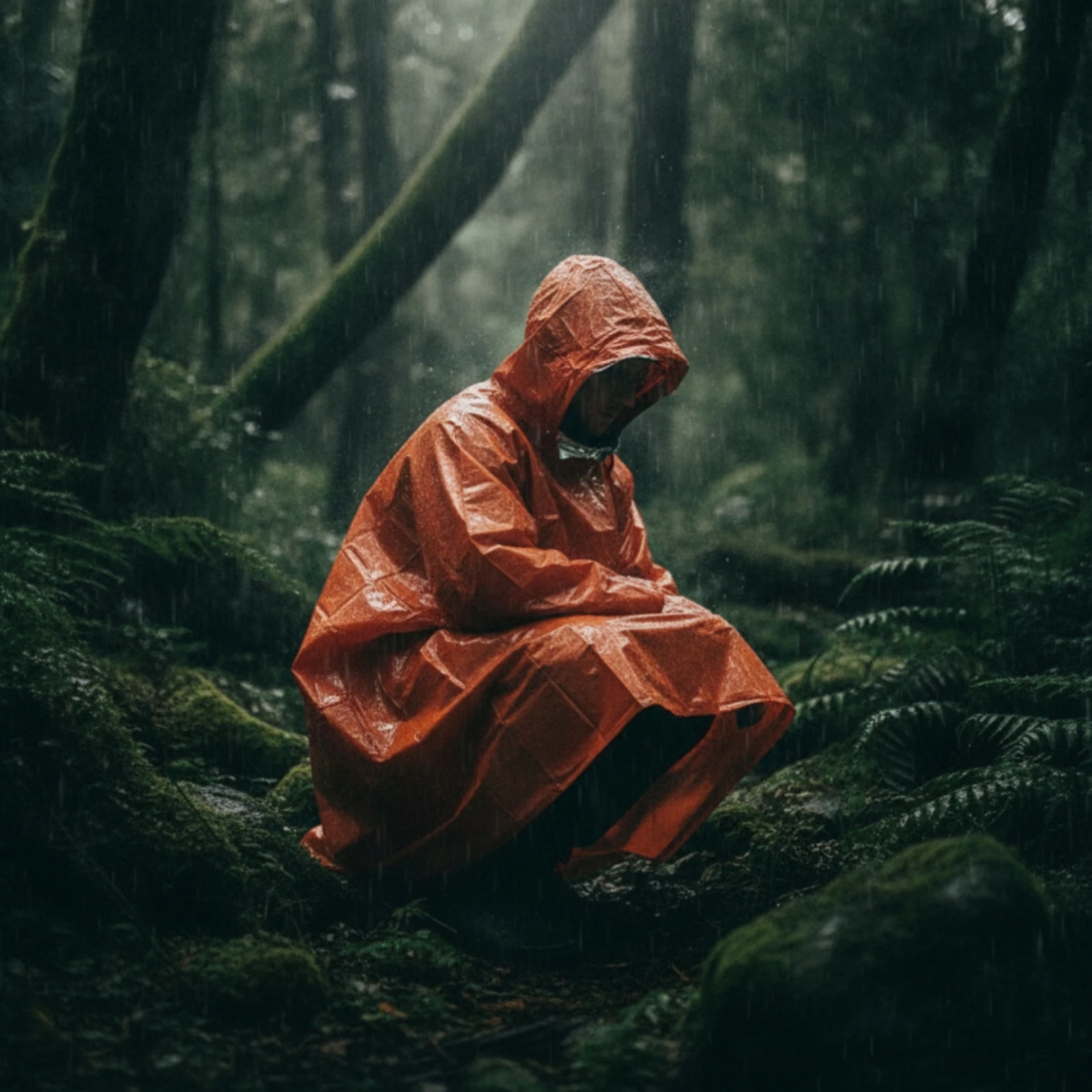 Hooded Rain Poncho Windproof Emergency Poncho Raincoat Foldable Rainwear Tear-Resistant for Hikers, Emergencies, Hiking