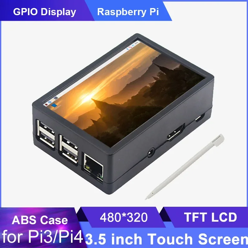 

3.5 inch Raspberry Pi 3 B Plus Touch Screen TFT LCD 480*320 GPIO Display Monitor ABS Case Box for Raspberry Pi 4 Model B 3B 3B