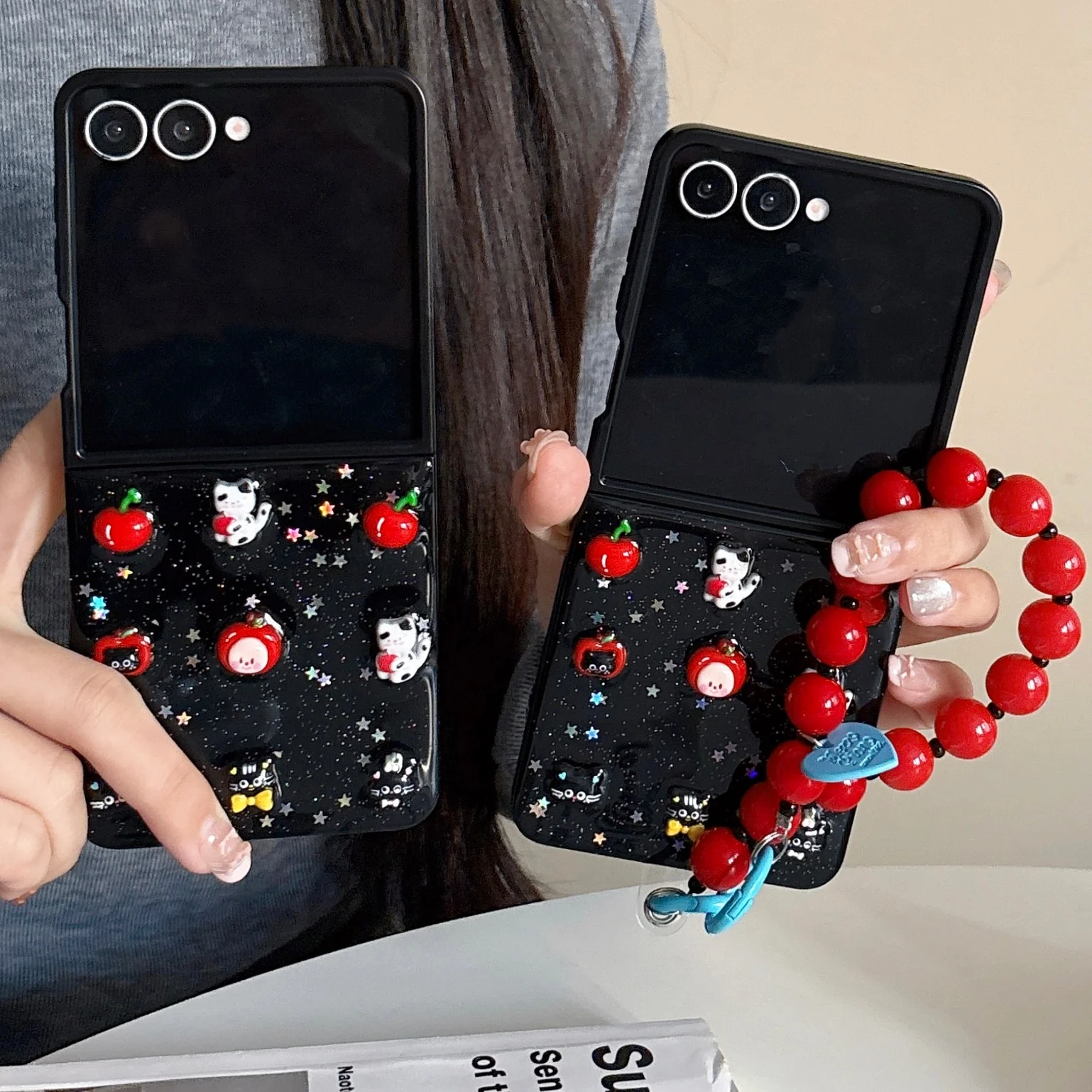 

Милый чехол с 3D мультяшным котом для Samsung Galaxy Z Flip 7, чехол-браслет из бисера, чехол для Samsung Z Flip 6 zflip5 4 3 Hard Shell