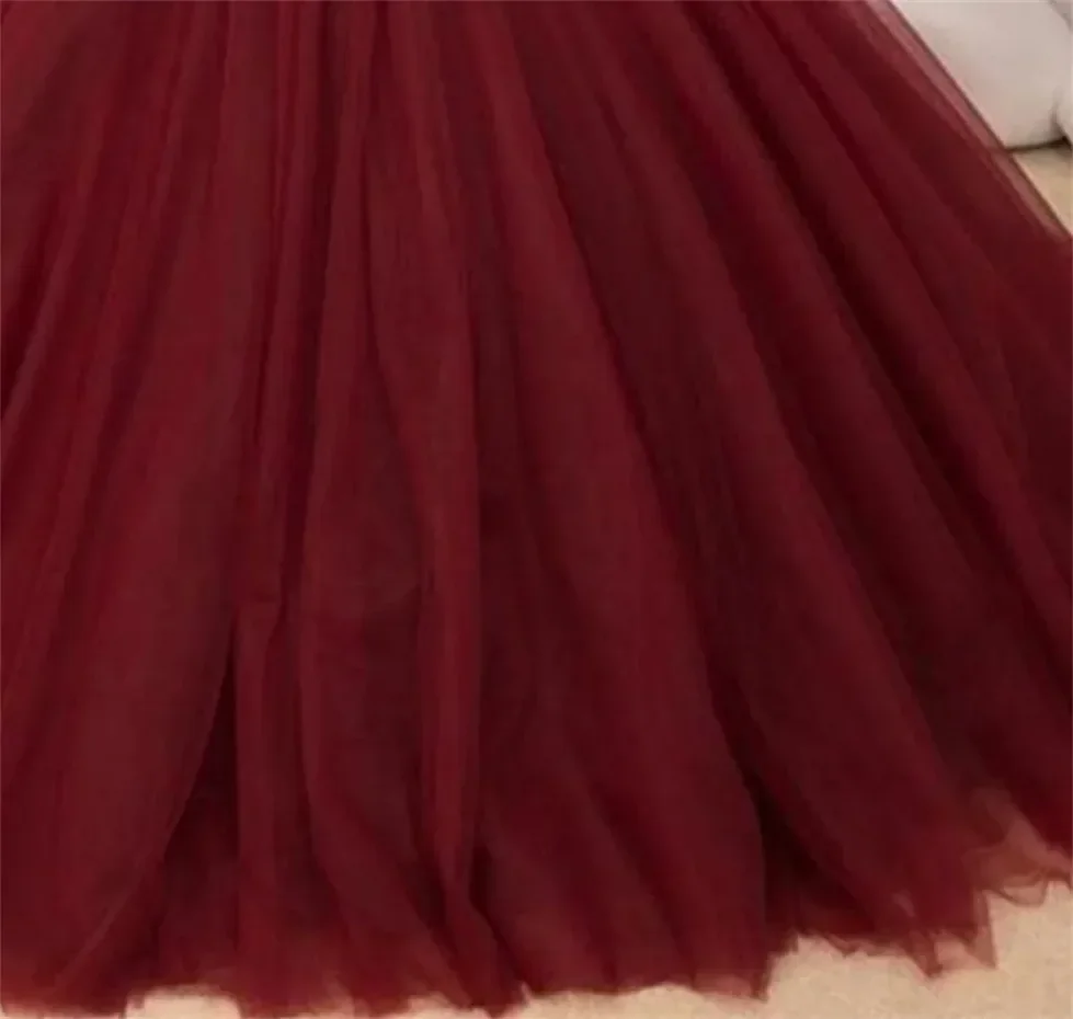 فستان فتاة الزهور باللون العنابي، مزين برقبة دائرية، فستان للفتيات الصغيرات لحفلات أعياد الميلاد وحفلات التواصل الأول