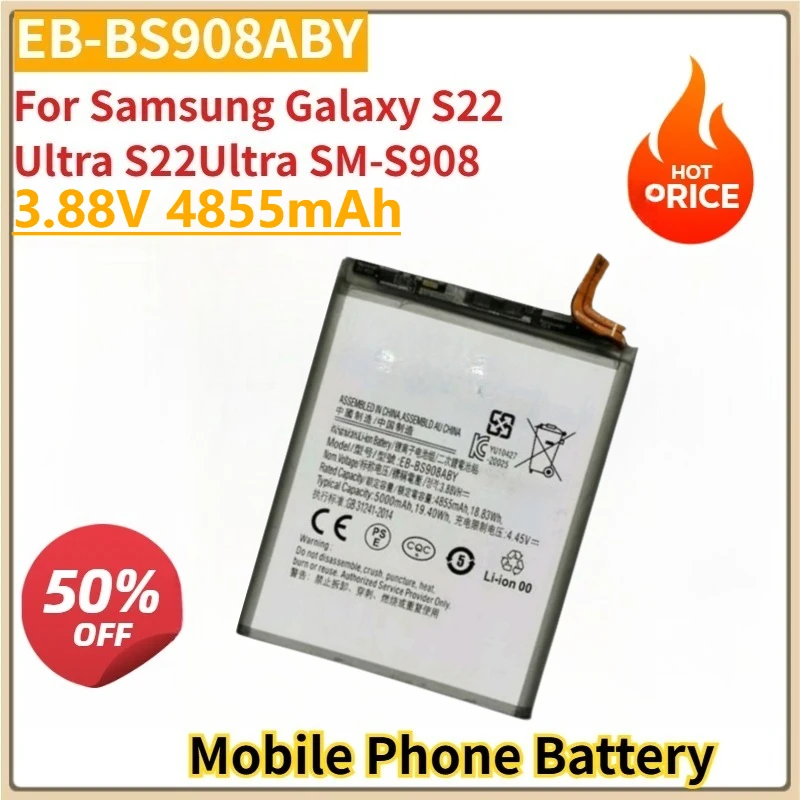 New Mobile Phone Battery 3.88V 4855mAh EB-BS908ABY for Samsung Galaxy S22 Ultra S22Ultra SM-S908 Mobile Phone