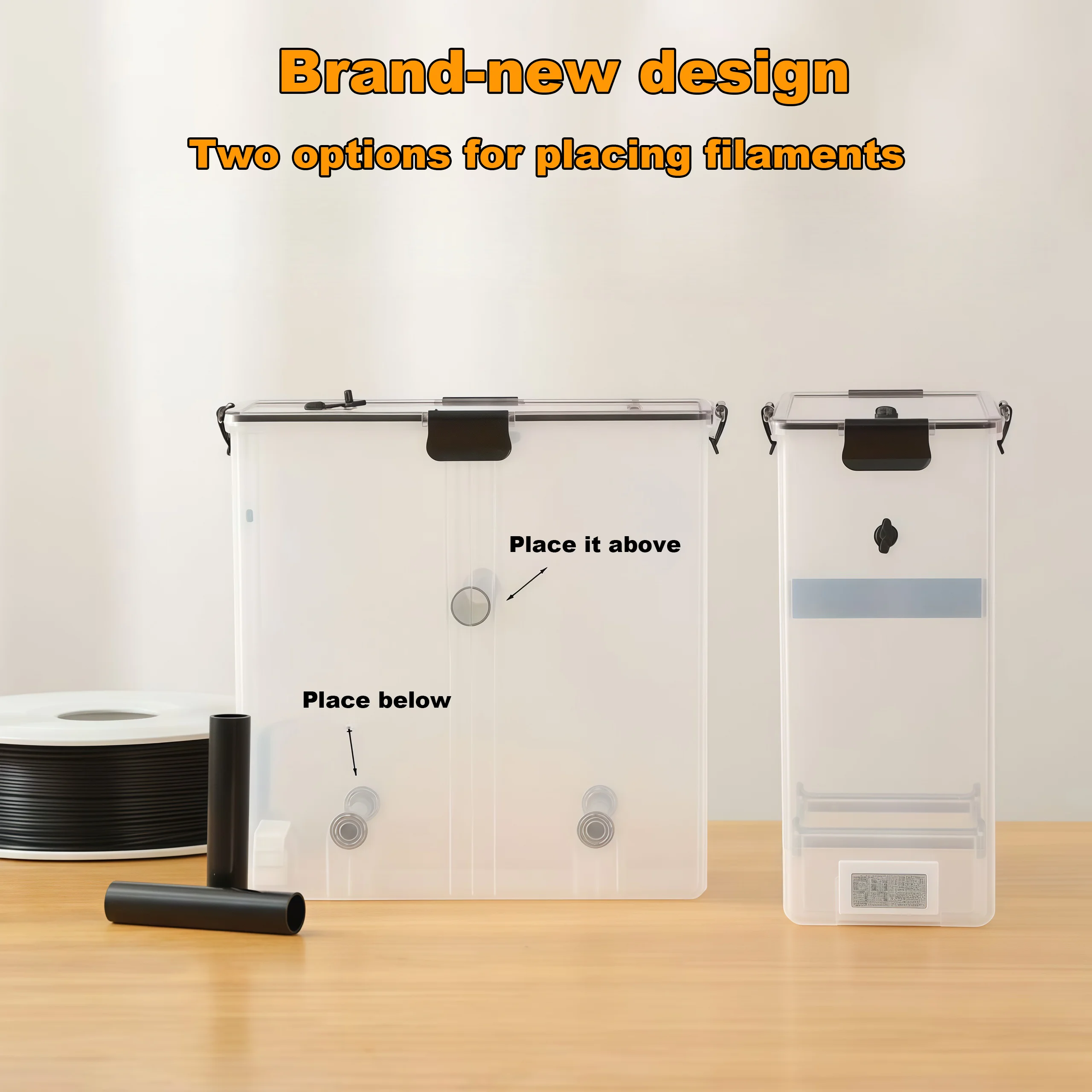 صندوق تخزين خيط الطباعة ثلاثية الأبعاد – حاوية محكمة الإغلاق لبكرات وزنها 1KG، متوافقة مع PA Nylon وPLA وPVB وPETG وABS