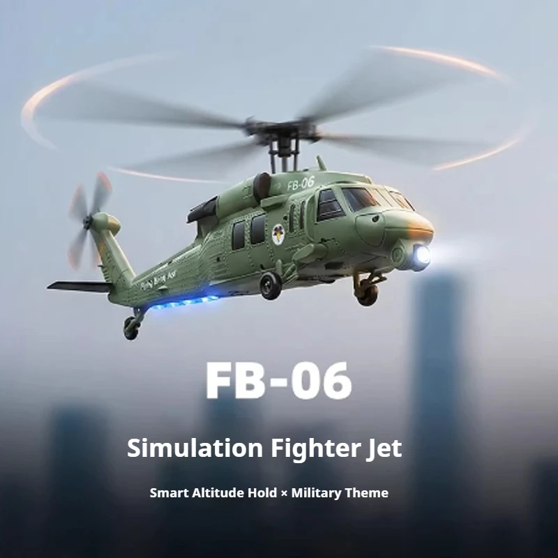 New Fb-06 Black Hawk Remote Control Simulation Helicopter Optical Flow Positioning Four Channel Remote Control Mode Remote Contr