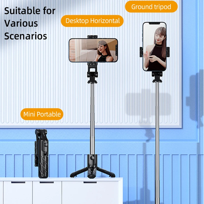 Wireless Bluetooth Selfie Stick Tripod Foldable Monopods With Video Remote Control Shutter Extendable 360° Rotation Phone Clip