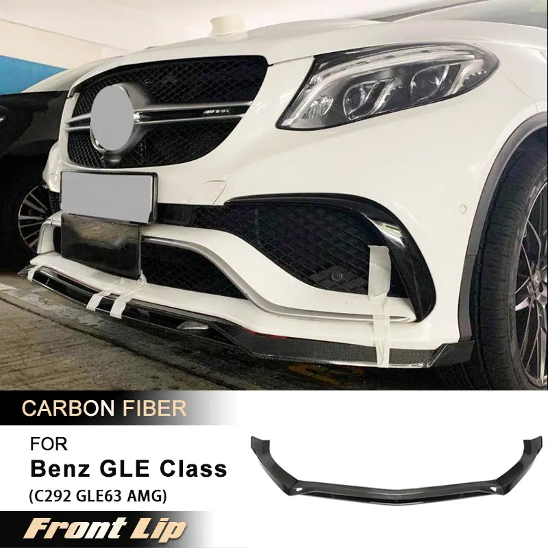 Carbon Fiber Front Bumper Lip Spoiler for Mercedes-Benz GLE Class C292 GLE63 AMG 2015-2018 Front Bumper Lip Splitters 4PCS FRP