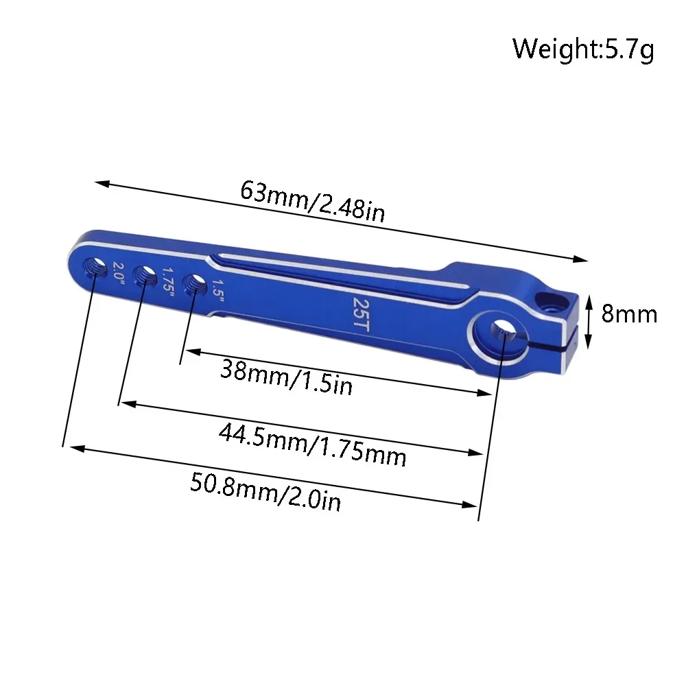 알루미늄 1.5'' 1.75'' 2.0 인치 25T 확장형 스티어링 서보 암 혼 M3 3홀 RC카 SCX10 RC 비행기 서보 스윙 암 부품