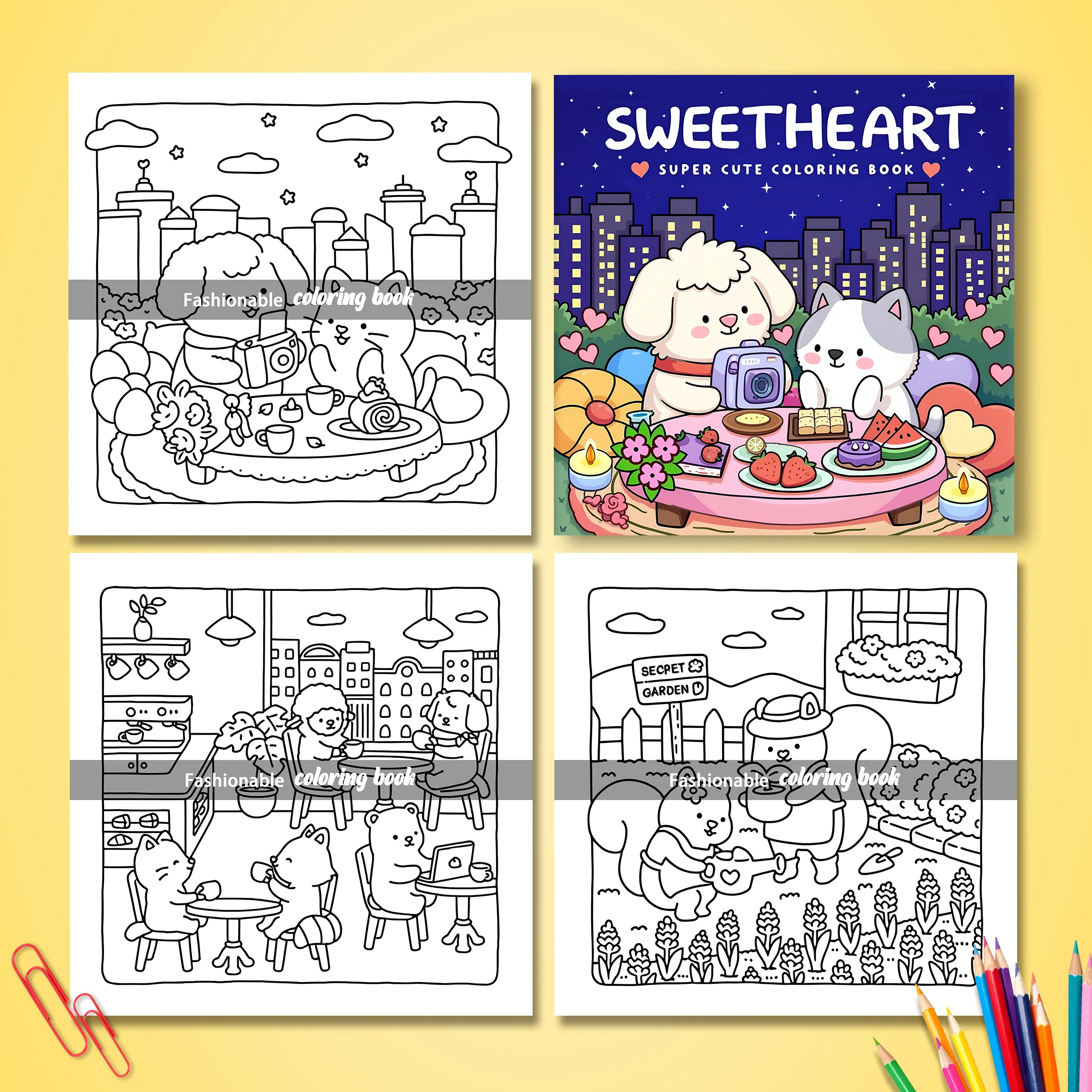 SWEETHEART: Coloring Book for Adults Featuring Cute Cozy Daily Activities for Relaxation (Cozy Spaces Coloring)