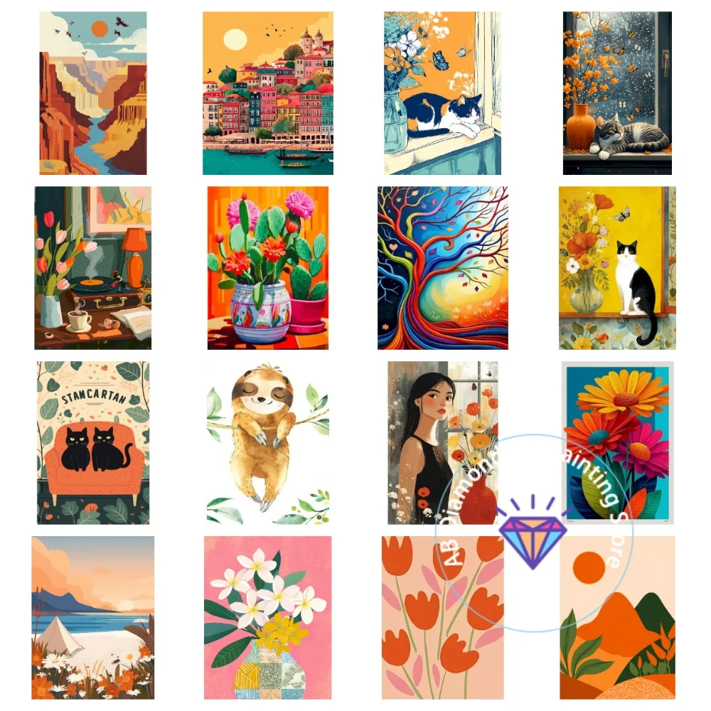 

Abstract Landscape AB Diamond Painting Kit Square Round Diamond 5D DIY Mosaic Handmade Art Adult Exquisite Gift Home Decor