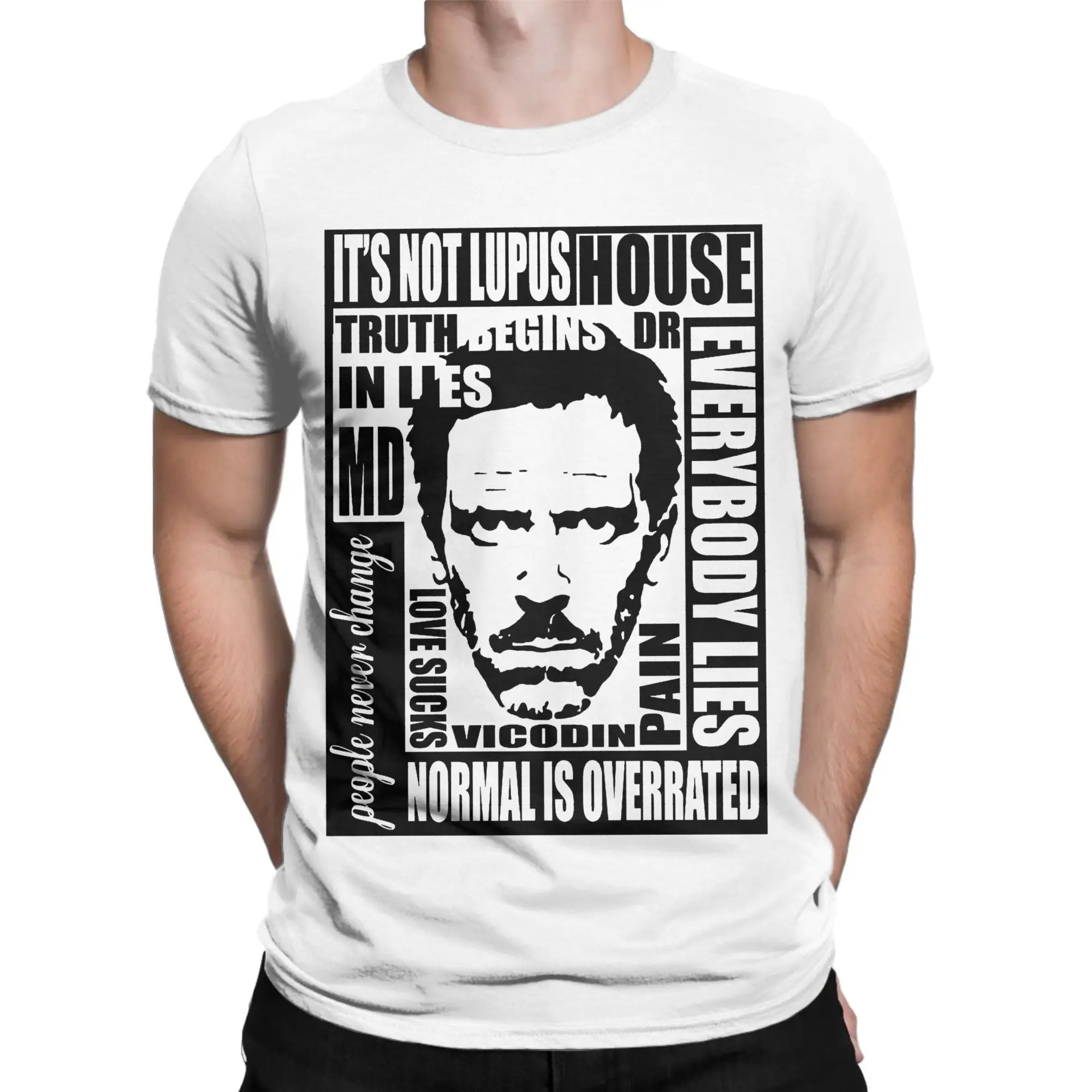 Dr Gregory House MD T Shirts for Men Pure Cotton Fun T-Shirt Round Collar  Tee Shirt Short Sleeve Clothes Gift Idea