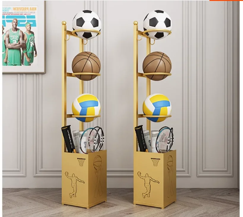 Basketball football storage frame against the wall home children's sports equipment storage rack table tennis bat ball rack