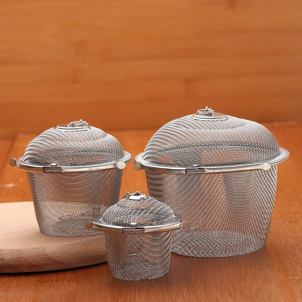 

1PC Stainless Steel Soup Taste Spice Box Basket Brine Hot Pot Slag Separation Colander Strainers Cooking Tools 3 Sizes