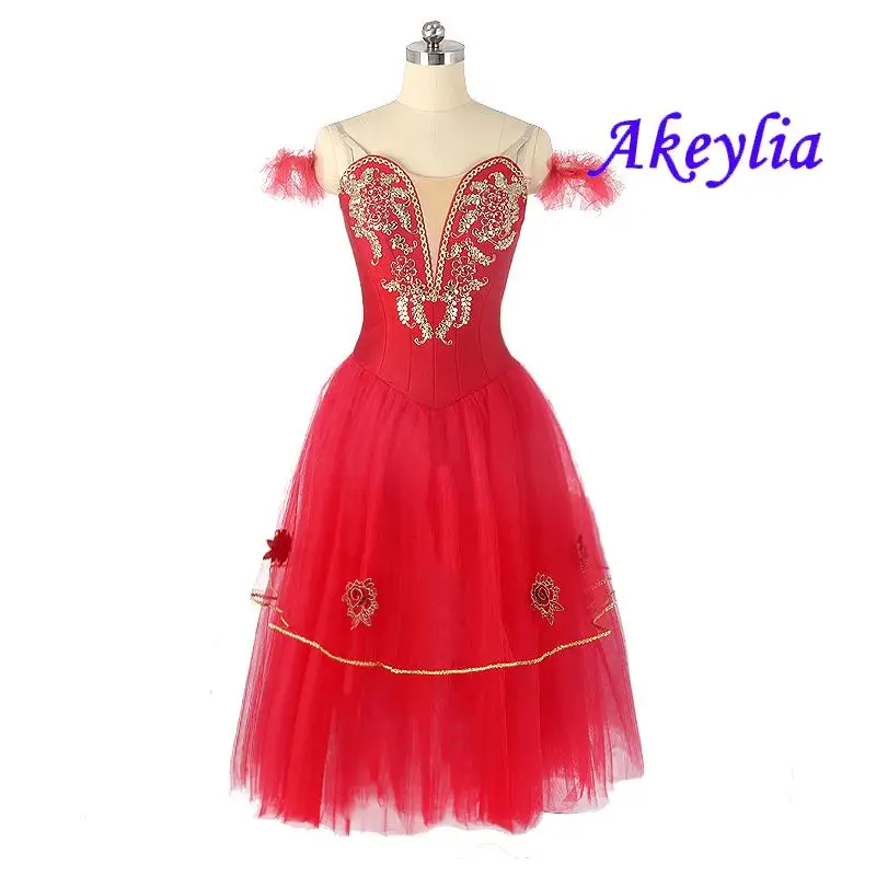 

News Red gold spandex Romantic Long Tutu Classical Ballet Dress Kids Ballet Tutu Women Ballerina Dance Costume 5 layers JNBL39