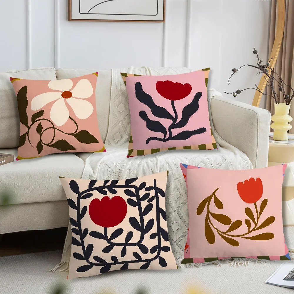 Comfortable Soft Pillow Case for Sofa Modern Living Room Home Flower Stylish Frame Office Abstract Decor and Protective Covers