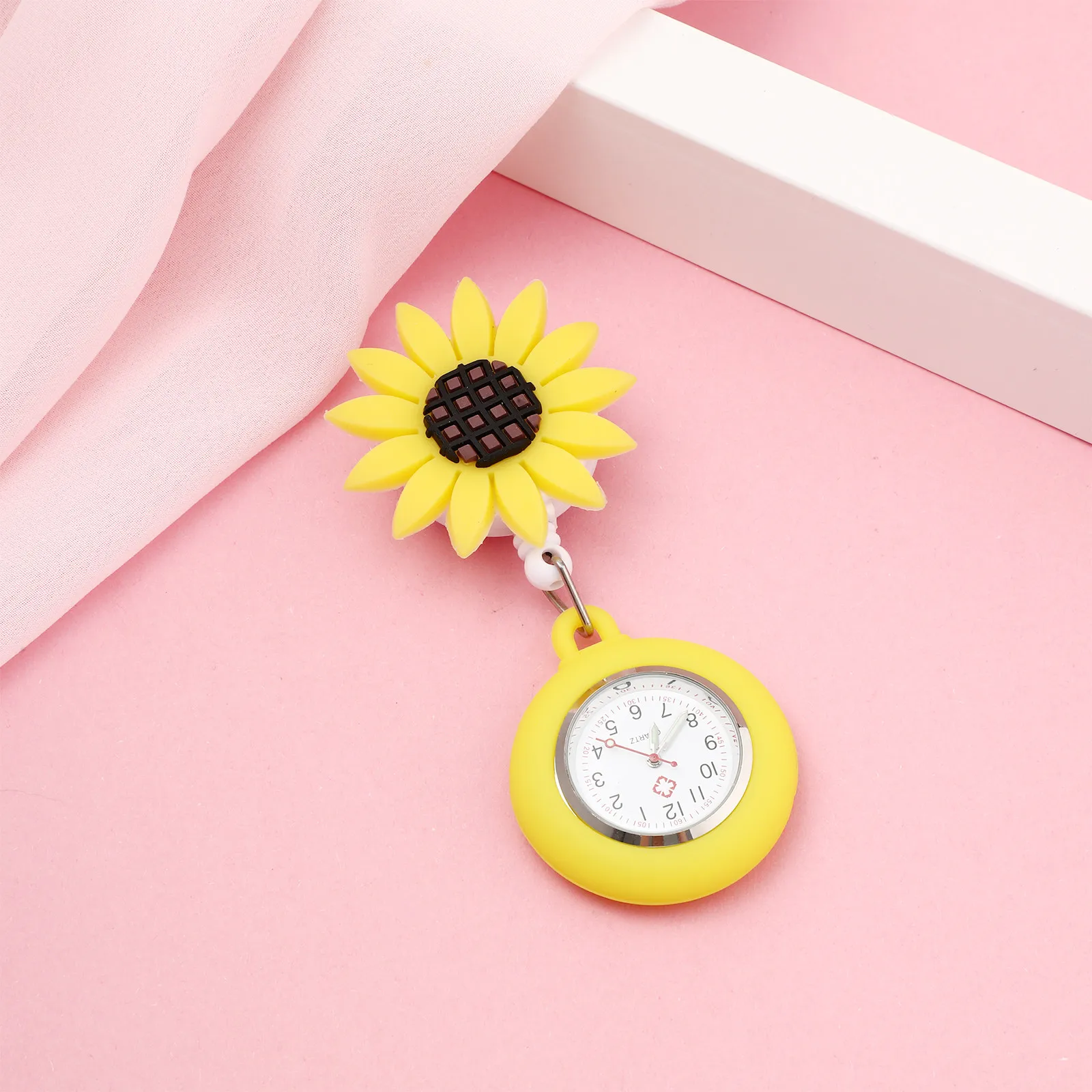 

1Pcs Fashion Nurse Fob Watch Sunflower Pattern Portable Hanging Pocket Watch for Women Nurses Student Nurses Gift Idea