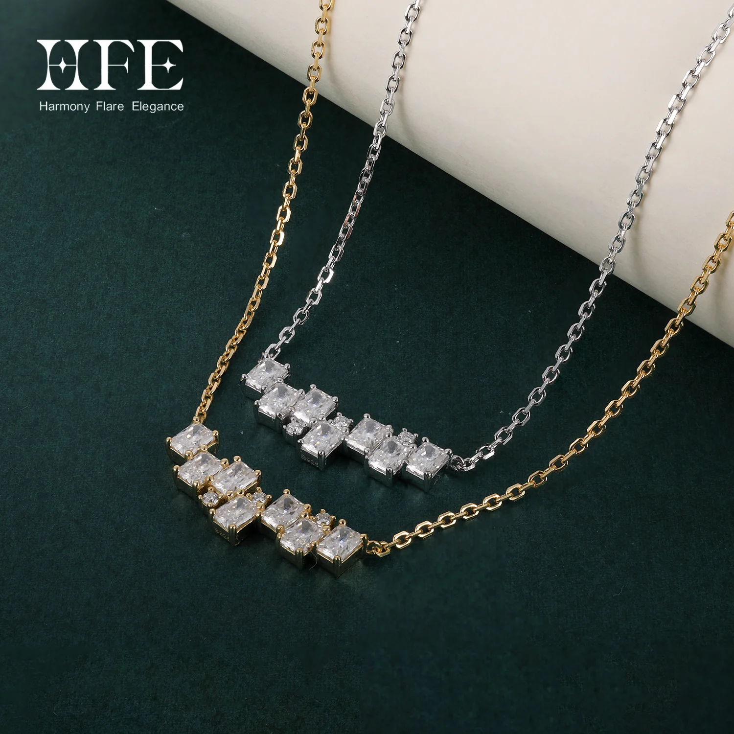 

HFE All Moissanite Pendant Necklace S925 Silver Redion Cutting Laboratory 7 Diamonds Necklace Women's Party Wedding Jewelry Gift