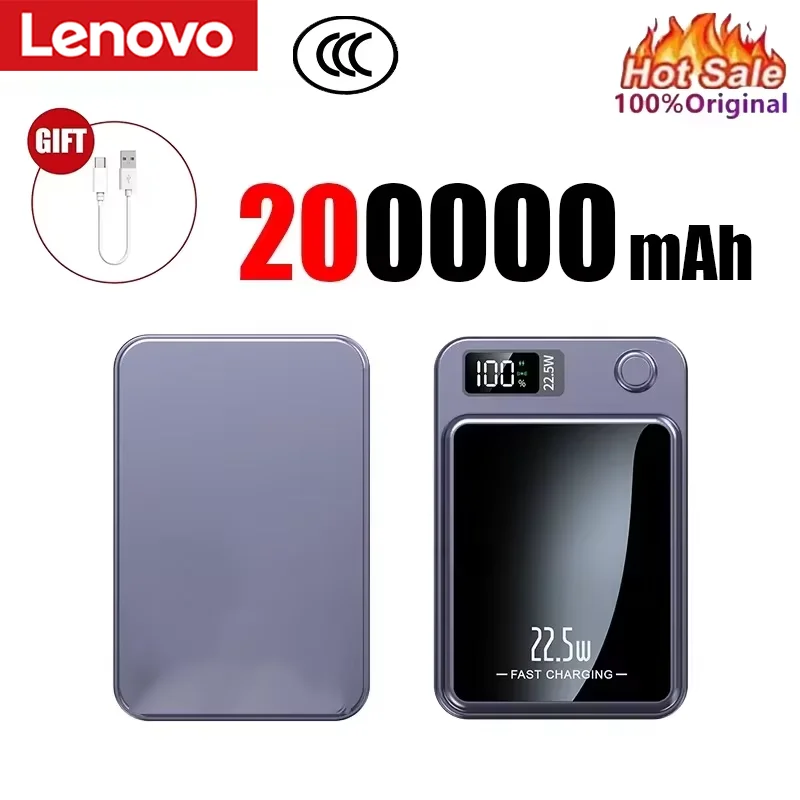 Lenovo 2026 200000mAh Magnetische Draadloze Power Bank Draagbare Snelle Oplader Voor Magsafe Extra Batterij Voor iphone Huawei Samsung