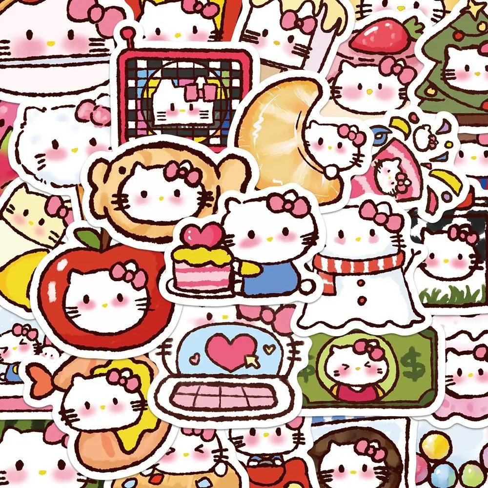 90Pcs Kawaii Sanrio Hello Kitty Stickers Girl Decals Decoration Diary Scrapbook Laptop Luggage Waterproof Sticker Kid Toys