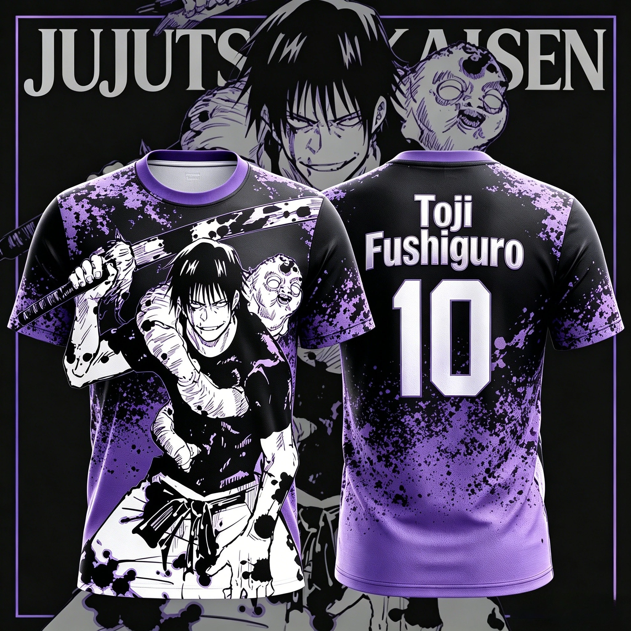 2026 New JUJUTSU KAISEN NO.10 NO.7 Toji Fushiguro Anime T-Shirt Adult Men's 3D Printed Special Football Jersey T-Shirt Kids Y2k - view 2